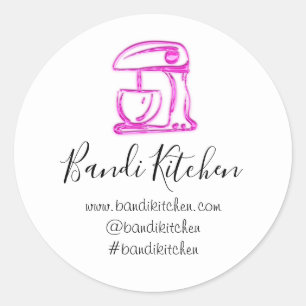 Tack Logotyp Kitchen Cooking Mixer Rosa Fuchsia Runt Klistermärke