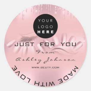 Tack Logotyp Nagel Lash Ro Drips Ombre Runt Klistermärke