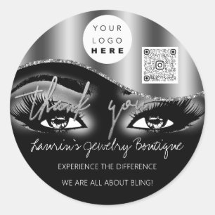 Tack Logotyp Qr Code Makeup Lash Extension Black Runt Klistermärke