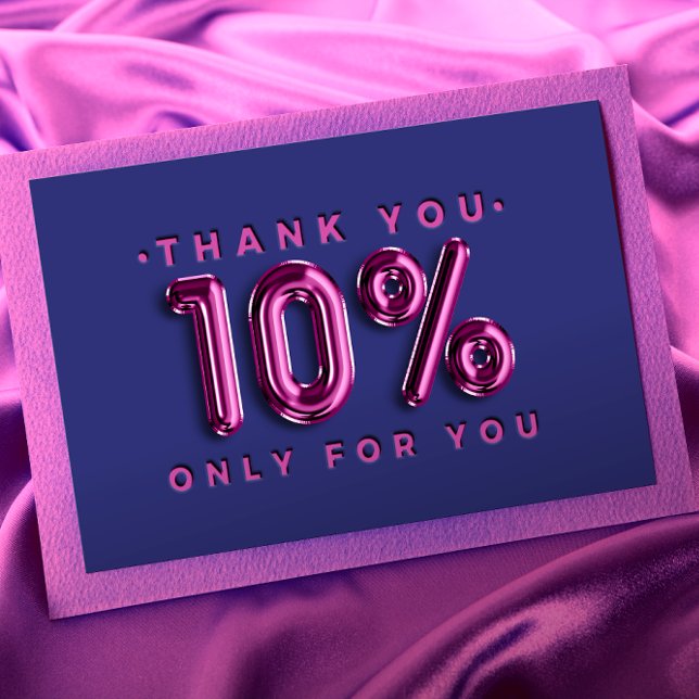 Tack Logotyp QRCODE 10%OFF Rabatt Rosa Navy Visitkort (Skapare uppladdad)