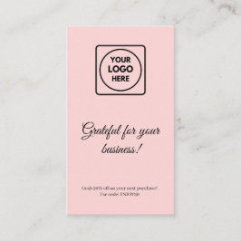 Tack Logotyp |  Rosa Modern Business Rabattkort