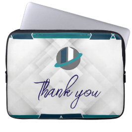 Tack & Logotyp vit Laptop Fodral