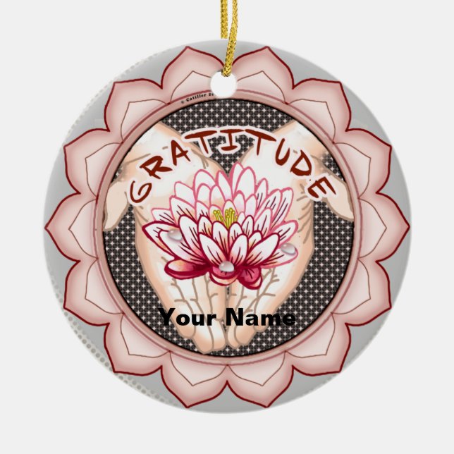 Tack Lotus-ornament Julgransprydnad Keramik (Framsidan)