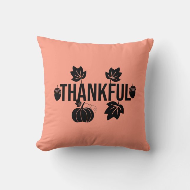 Tack, Löv och Pumpkin Kudde (Framsida)