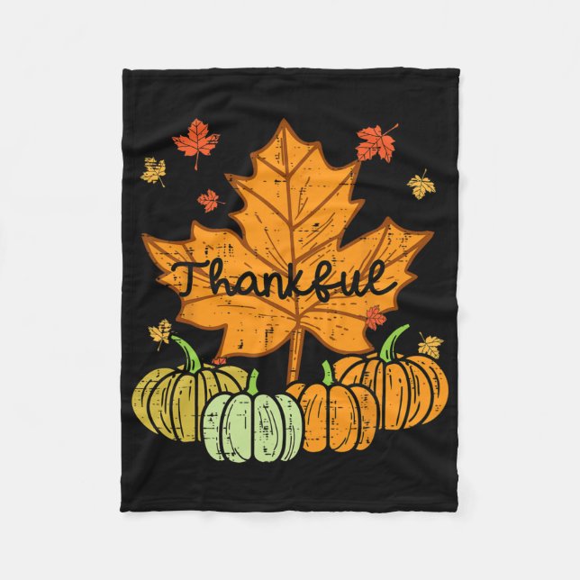 Tack, Löv Pumpkin Cute Thanksgiving Fall Manar W Fleecefilt (Framsidan)