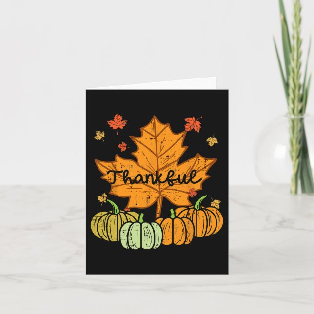 Tack, Löv Pumpkin Cute Thanksgiving Fall Manar W Kort (Framsida)