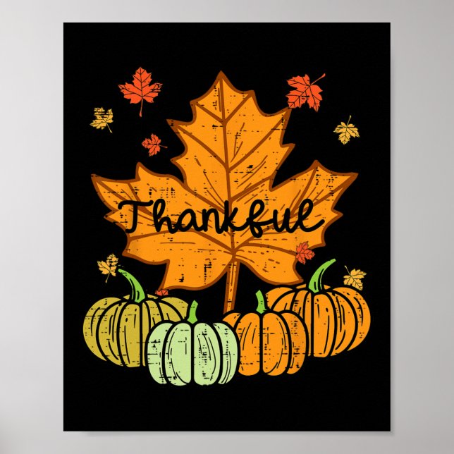 Tack, Löv Pumpkin Cute Thanksgiving Fall Manar W Poster (Framsidan)