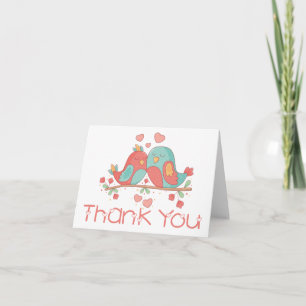 Tack Lovebird Blue Grönt Turquise Bröllop Kort