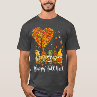 Tack, lycklig Fall Yall Gnomes Pumpkin Autumn Vibe T Shirt