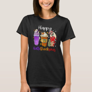 Tack, lycklig Hallothanksmas Coffee Latte Hallowee T Shirt