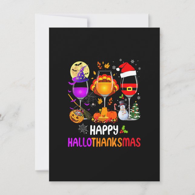 Tack, lycklig Halloween, Vin Glass Halloween Inbjudningar (Framsida)