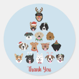 Tack Lycklig Pawlidays Hund Julgran Runt Klistermärke