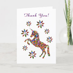 Tack Magic Unicorn Flowers Personalize Card Kort
