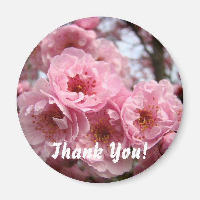 Tack! magnet Rosa Blommor Tack magneter (Framsidan)