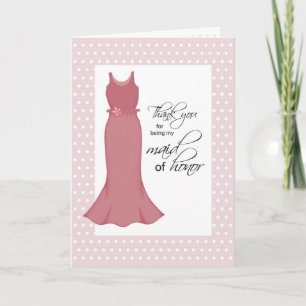 Tack, Maid of honor, Rosa Dress, Polka dots Tack Kort