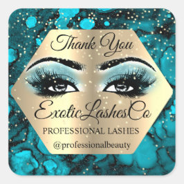 Tack Makeup Artist Guld LASHES Blue Guld Fyrkantigt Klistermärke