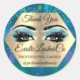 Tack Makeup Artist Guld LASHES Blue Mint Runt Klistermärke