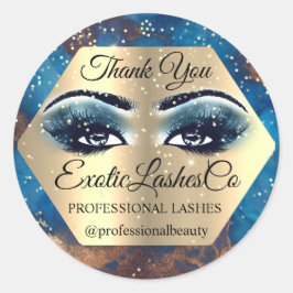Tack Makeup Artist Guld LASHES Blue Runt Klistermärke