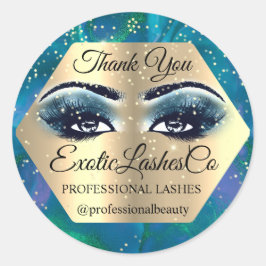Tack Makeup Artist Guld LASHES Blue Runt Klistermärke