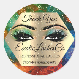 Tack Makeup Artist Guld LASHES Vip Runt Klistermärke