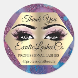 Tack Makeup Lashez Ögon Blue Rosa Marble Runt Klistermärke