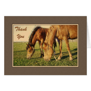 Tack målade hästar hälsningskort