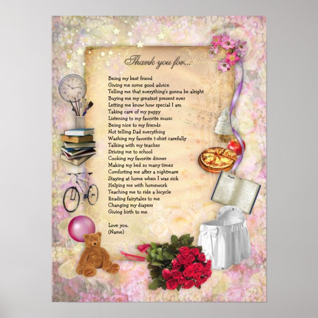 Tack Mamma (anpassadet) Poster (Framsidan)