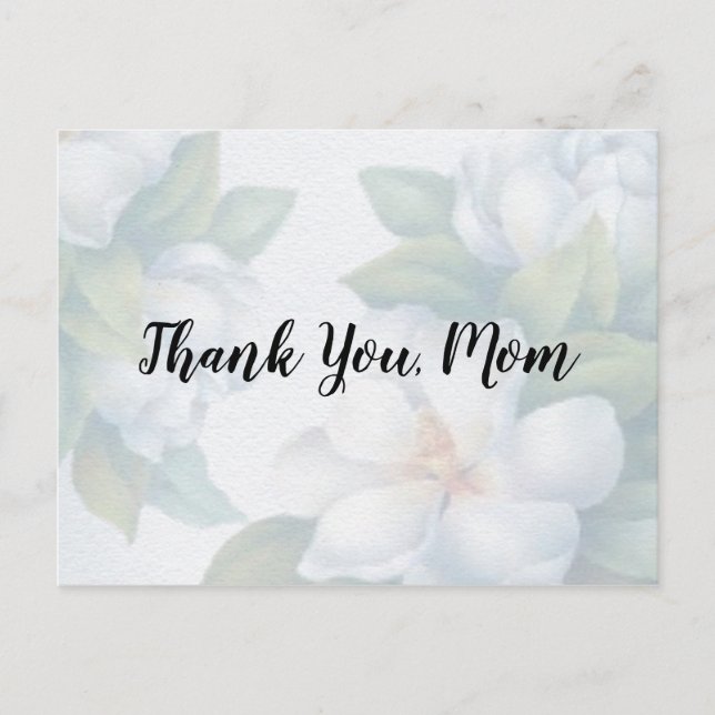 Tack mamma bleknade vita blomställningar av blomdo vykort (Framsida)
