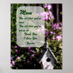 Tack Mamma Blomsterträdgård Art Personlig Poster
