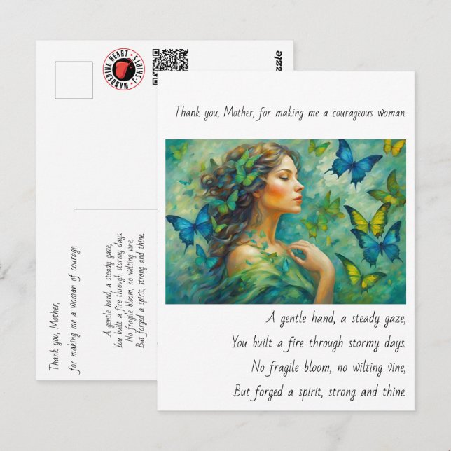 Tack, Mamma Dikt Vykort (Fram/baksida)