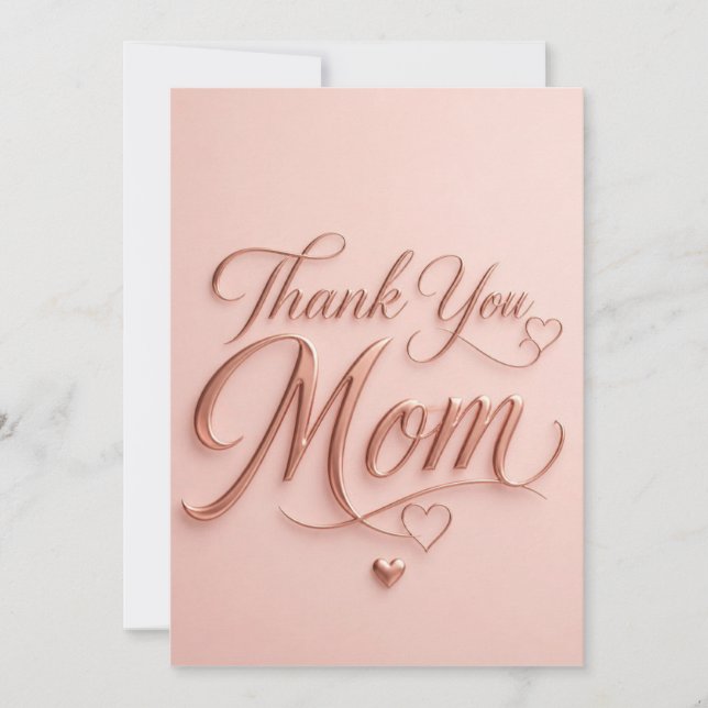 Tack mamma Elegant rose gold-typografi Kort (Framsida)