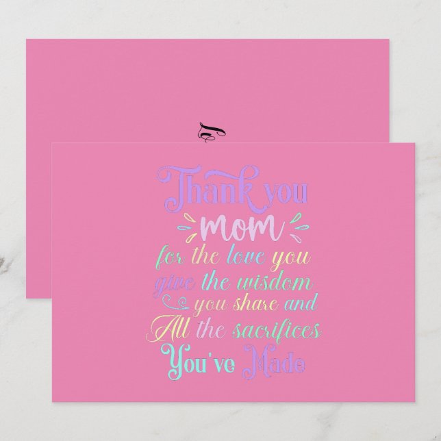 Tack mamma... kort (Fram/baksida)