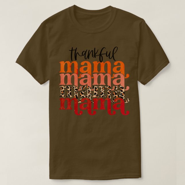 Tack Mamma Leopard Funny Fall Autumn Thanksgivi T Shirt (Design framsida)