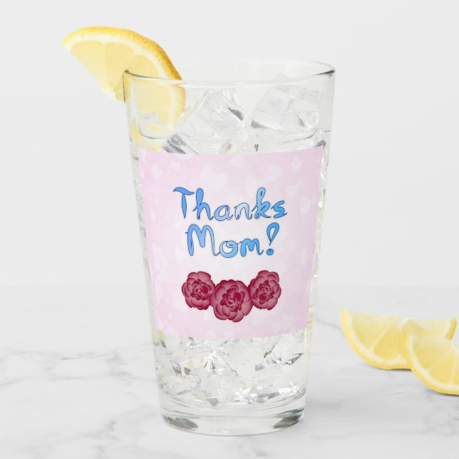 Tack Mamma med Carnation Flower för Mor-dagen Glaskopp (Framsida Ice)