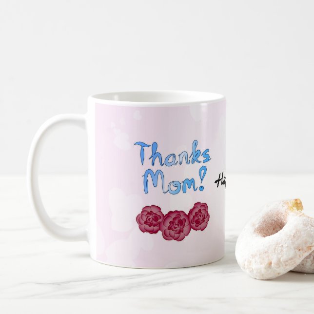 Tack Mamma med Carnation Flower för Mor-dagen Kaffemugg (Med munk)