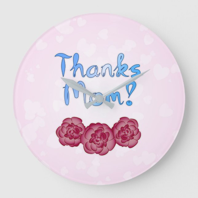 Tack Mamma med Carnation Flower för Mor-dagen Stor Klocka (Framsida)