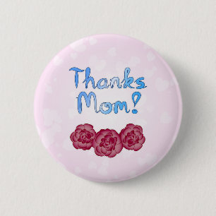 Tack mamma med nejlikblomma för mors dag knapp