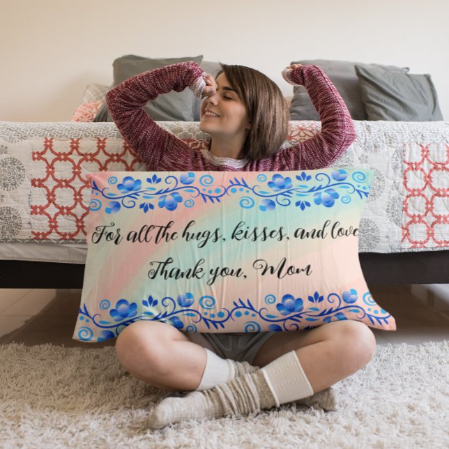 Tack Mamma Pastel Blommigt Lumbarkudde (Skapare uppladdad)