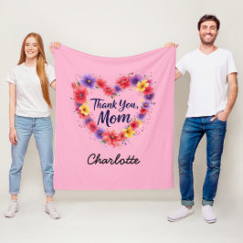 Tack Mamma | Personlig Blommigt Mors dag Fleecefilt