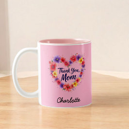 Tack Mamma | Personlig Blommigt Mors dag Två-Tonad Mugg
