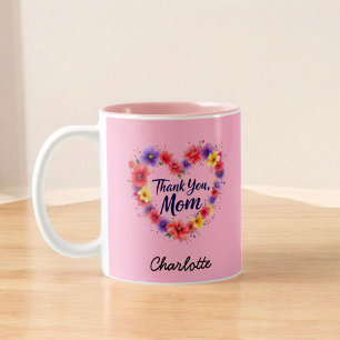 Tack Mamma Personlig Blommigt Mors dag Två-Tonad Mugg