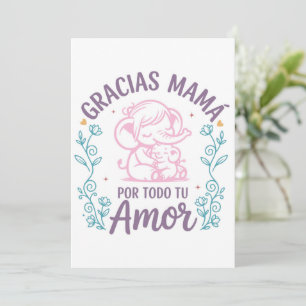 Tack mamma – Snälla elefanter Mors dag Julkort