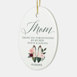 Tack Mamma | Stående av Mina vattenfärgsfärghälsar Julgransprydnad Keramik