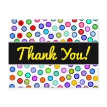 "Tack!" + många färgcirklar vykort