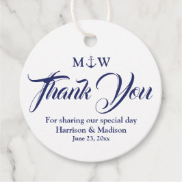 Tack marinblå marinankare bröllop gåvor etiketter