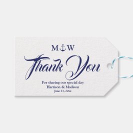 Tack marinblå marinankare bröllop presentetikett