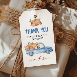 Tack-märke för Blue Pumpkin Truck-fest  Presentetikett