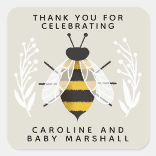 Tack-märke för mamma till Bee Baby Shower Fyrkantigt Klistermärke