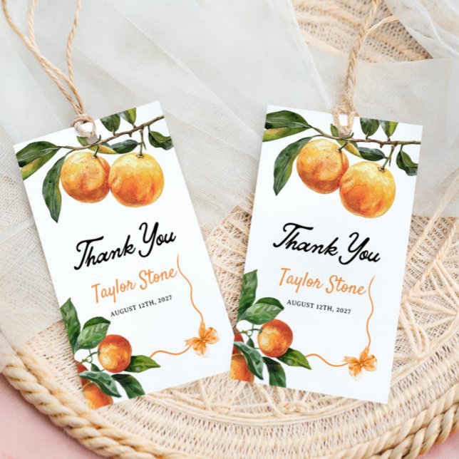 Tack-märke | Orange presentmärke | Baby shower-mär Presentetikett (Skapare uppladdad)