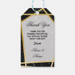 Tack Märkre Black Marble Favor Guld Bröllop Presentetikett